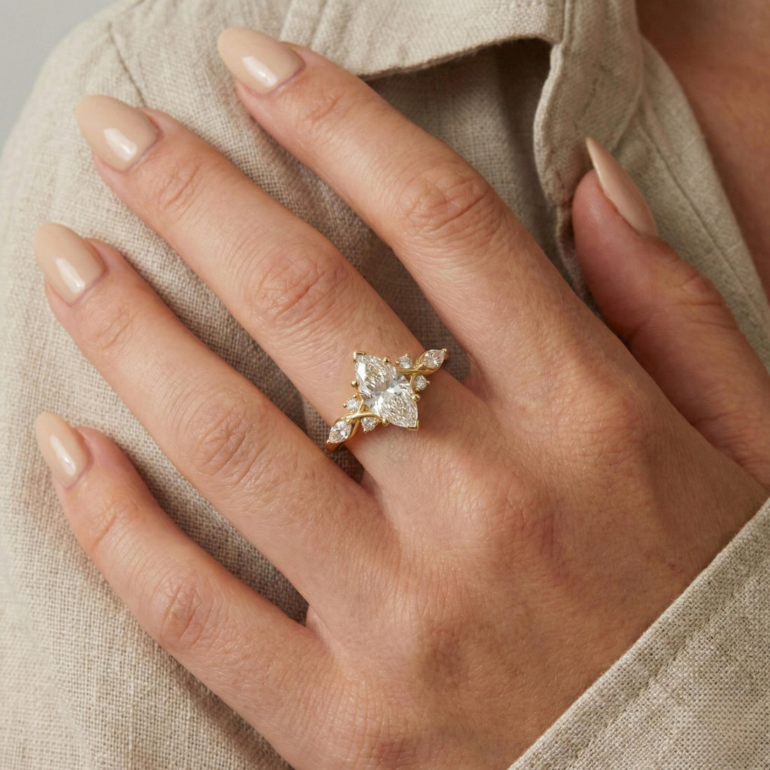 Lab-Grown Marquise Diamond Ring in Yellow Gold