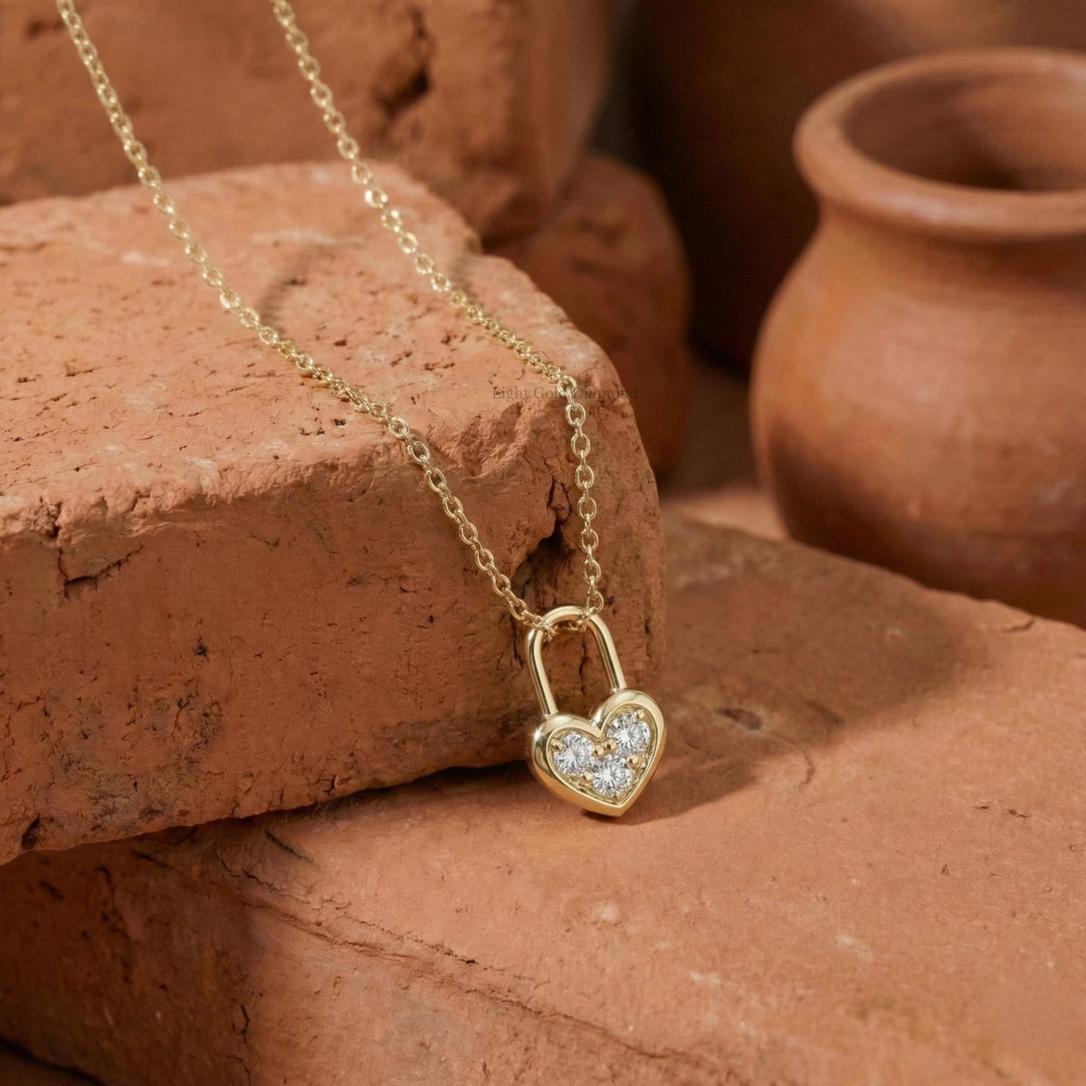 Lab-Grown Round Diamond Heart Necklace