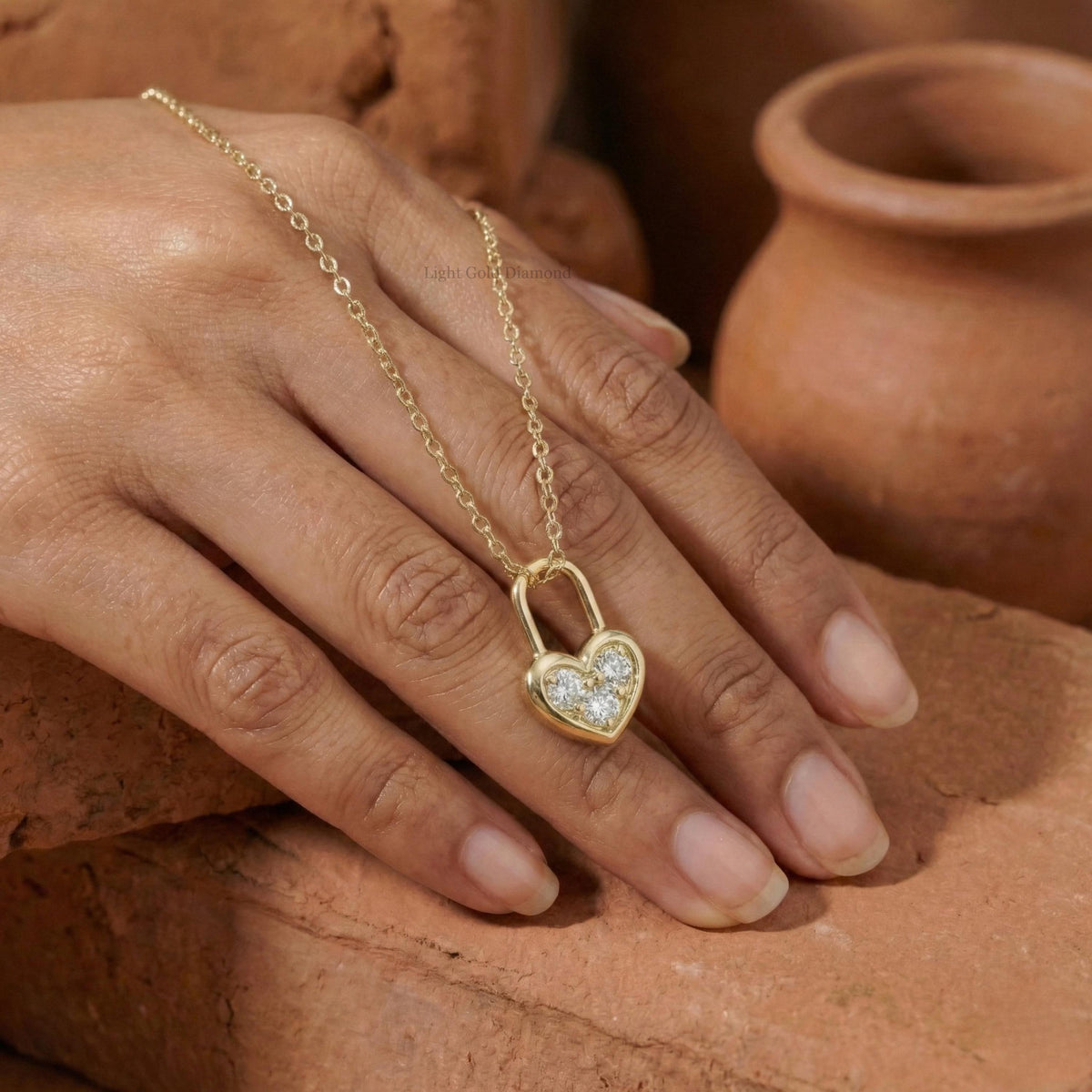 Lab-Grown Round Diamond Heart Necklace