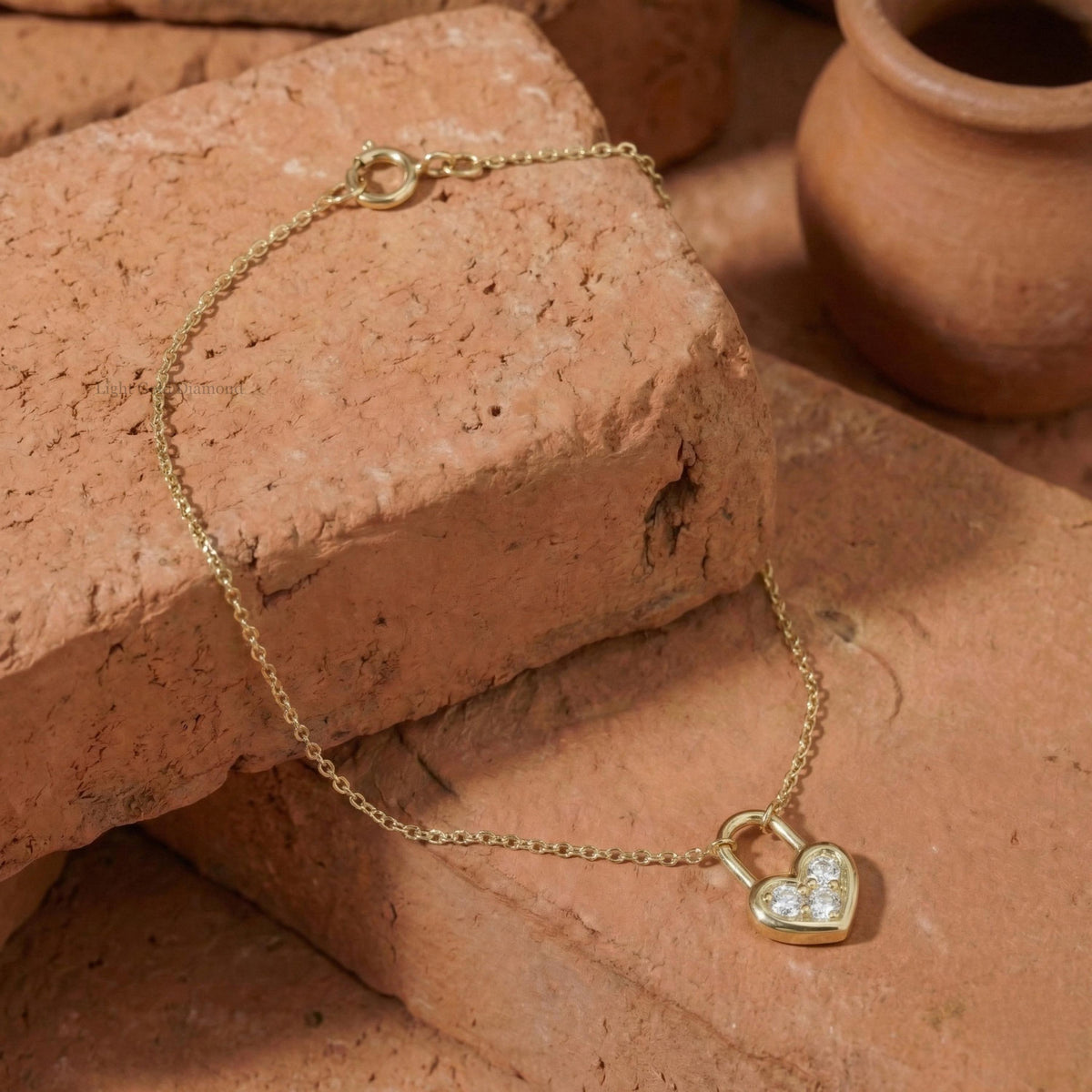 Lab-Grown Round Diamond Heart Necklace