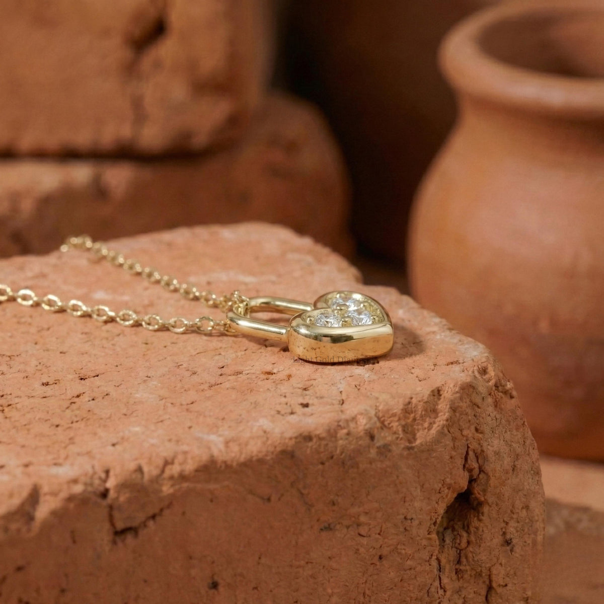 Lab-Grown Round Diamond Heart Necklace