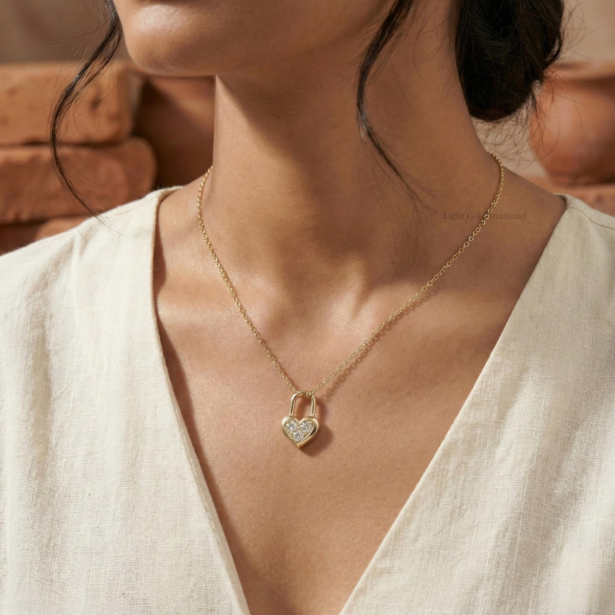 Lab-Grown Round Diamond Heart Necklace