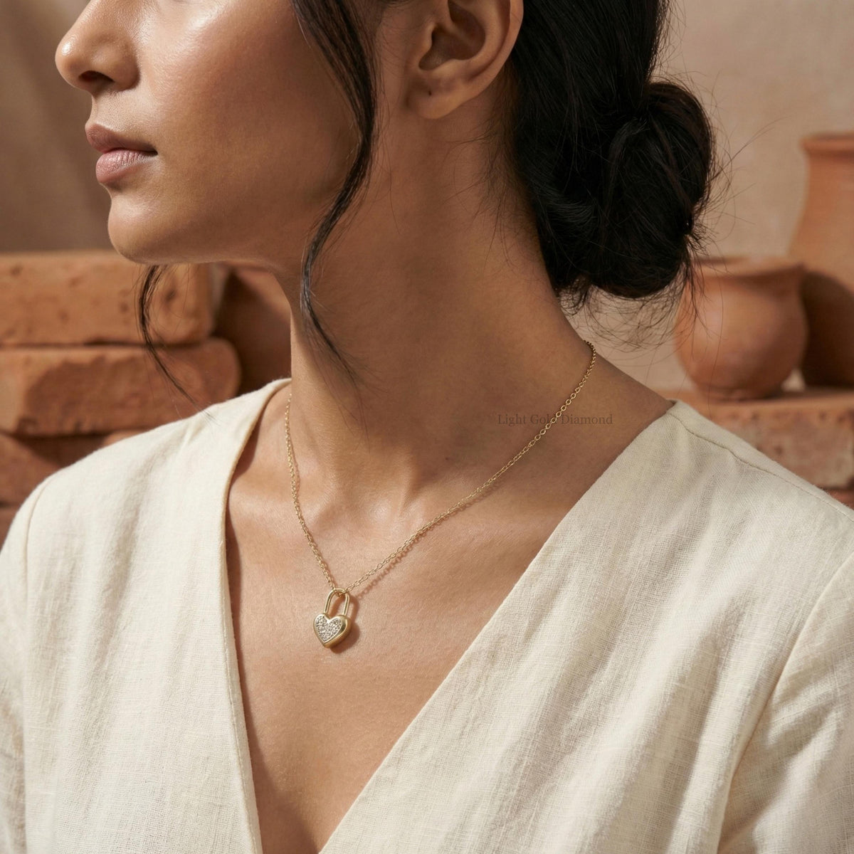 Lab-Grown Round Diamond Heart Necklace