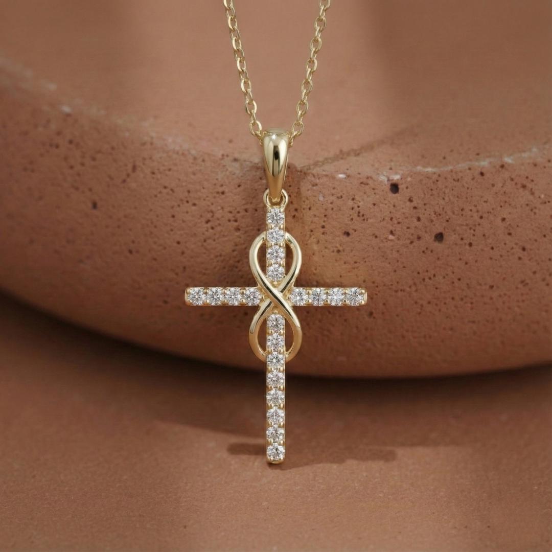 Lab Diamond Cross Pendant Necklace