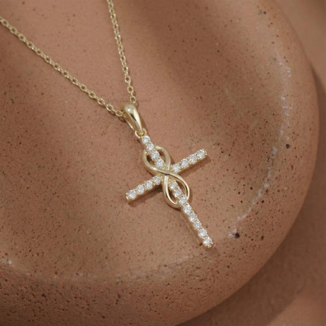 Lab Diamond Cross Pendant Necklace