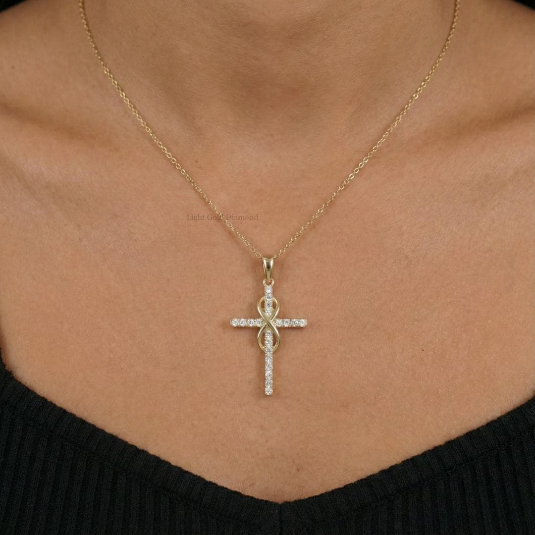 Lab Diamond Cross Pendant Necklace