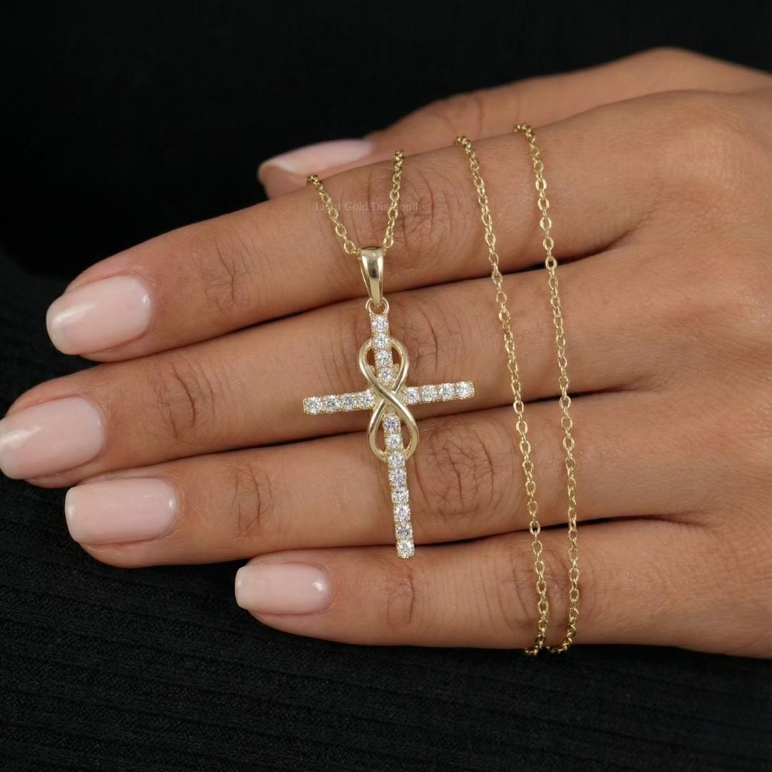 Lab Diamond Cross Pendant Necklace
