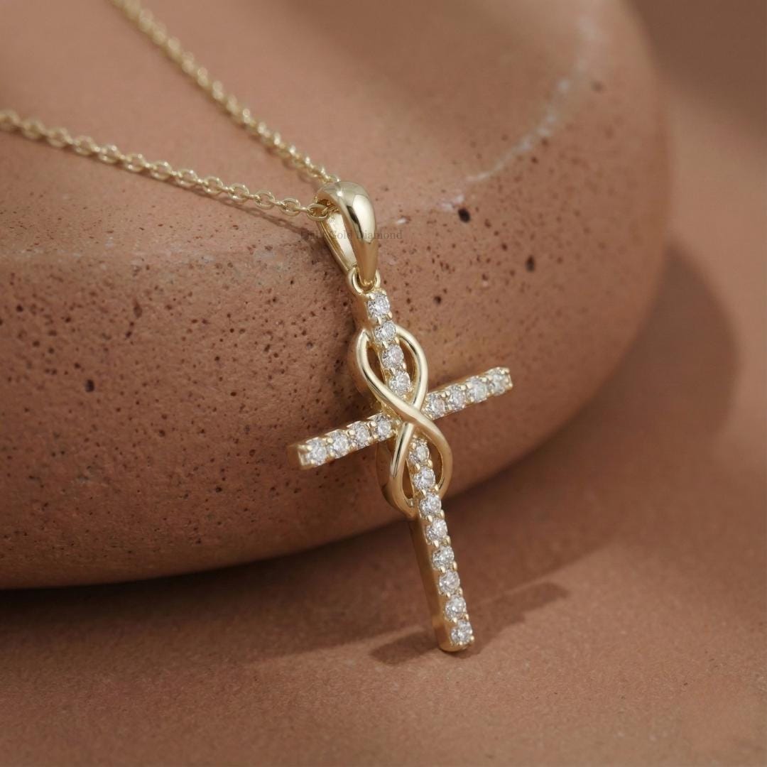 Lab Diamond Cross Pendant Necklace