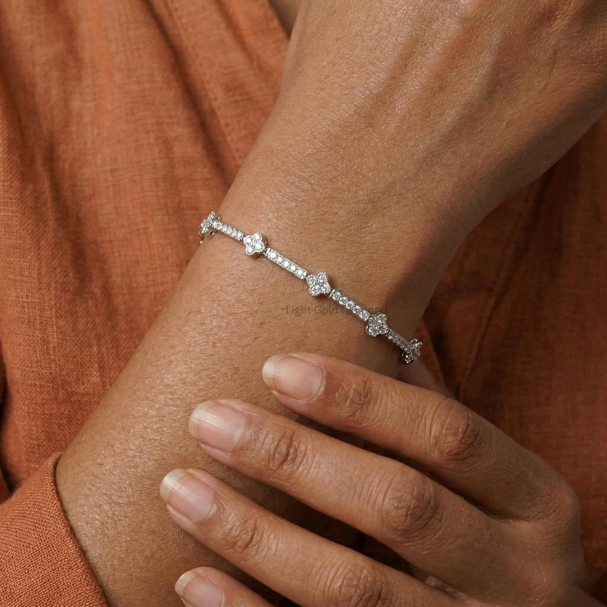 Lab Grown Diamond Clover Tennis Bracelet