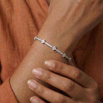 Lab Grown Diamond Clover Tennis Bracelet