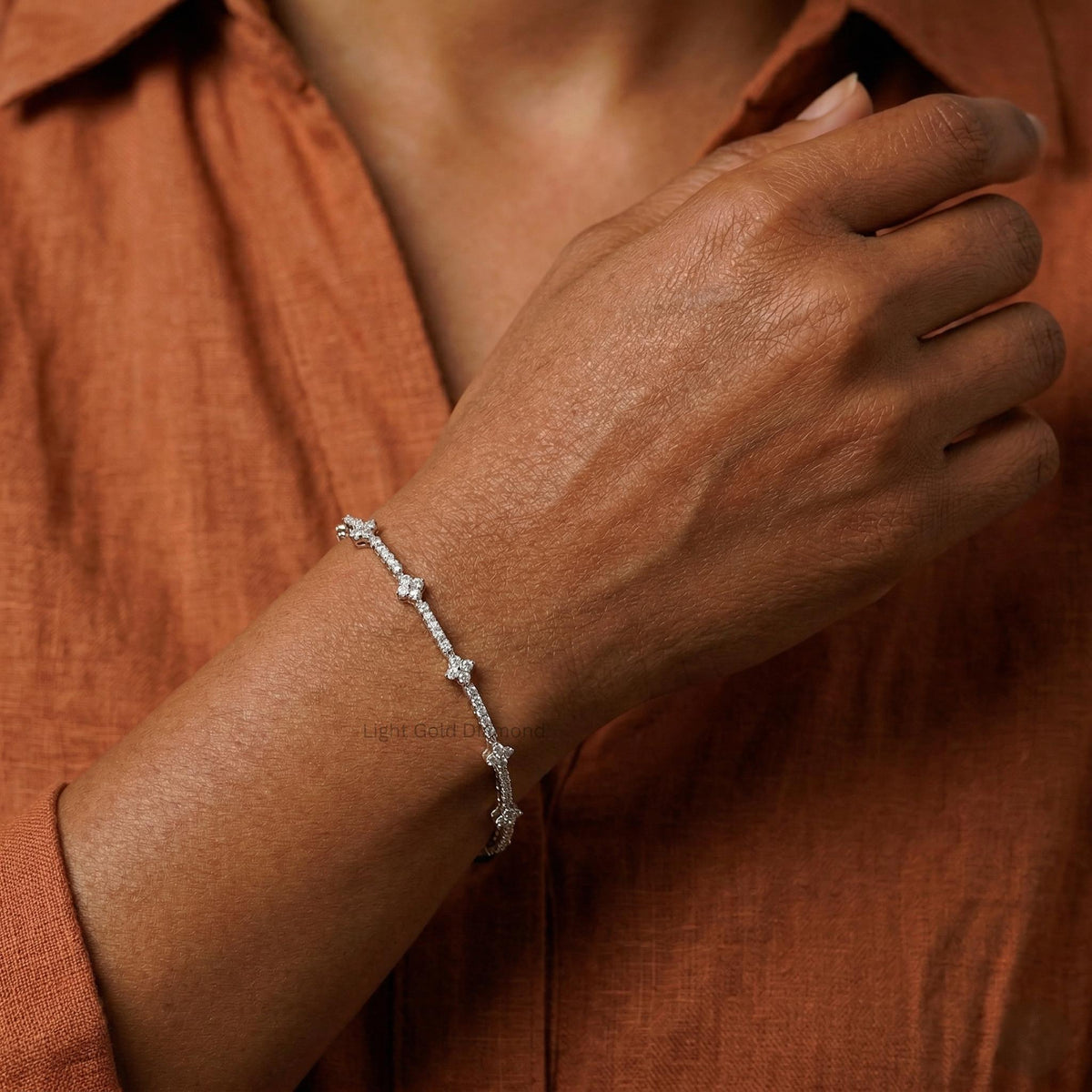 Lab Grown Diamond Clover Tennis Bracelet