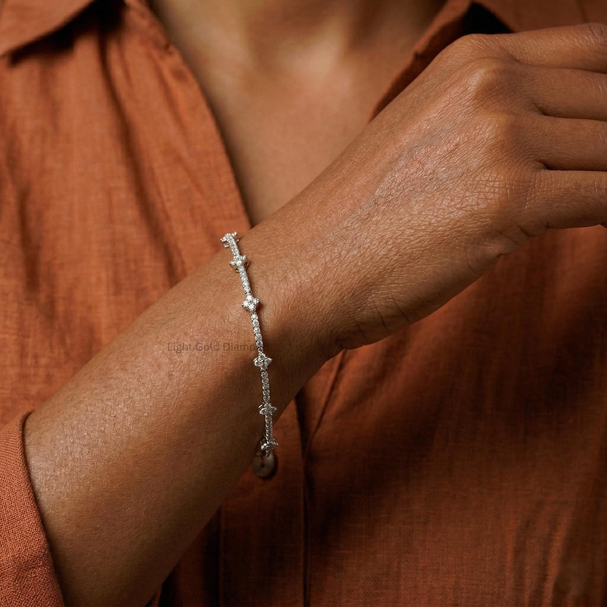 Lab Grown Diamond Clover Tennis Bracelet