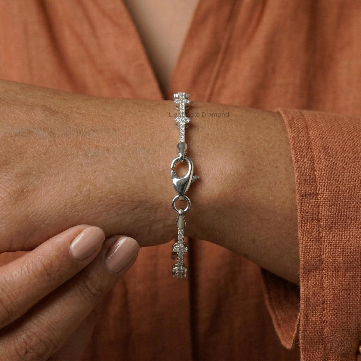 Lab Grown Diamond Clover Tennis Bracelet