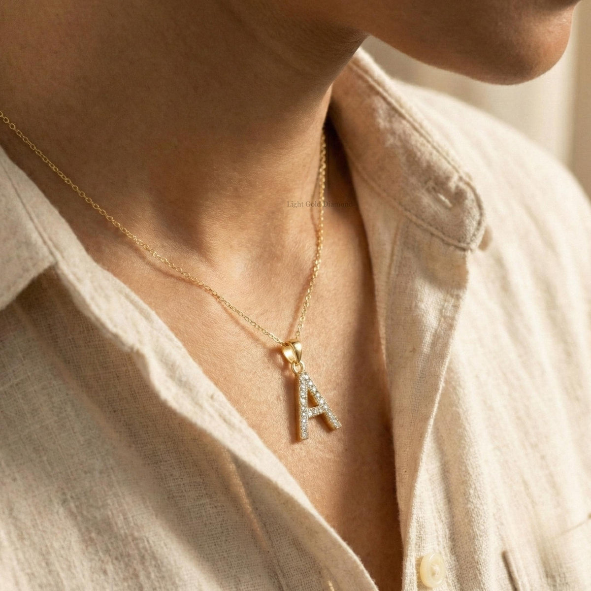 Lab Grown Diamond Letter Initial Pendant Necklace