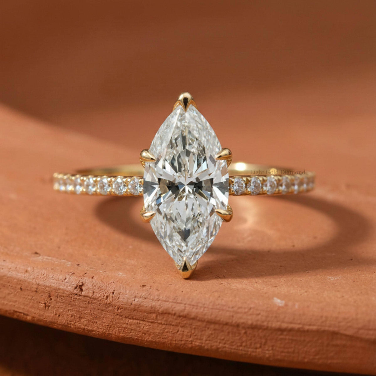 Lab Grown Diamond Marquise Engagement Ring Pave set