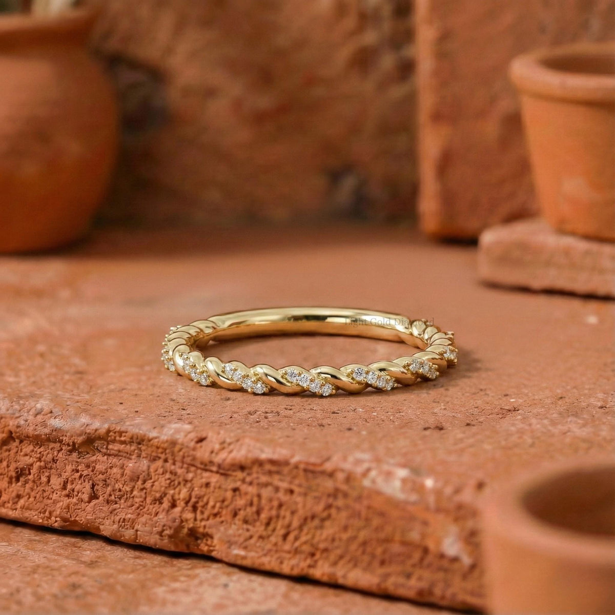 Lab Grown Diamond Twisted Wedding Band Side pose