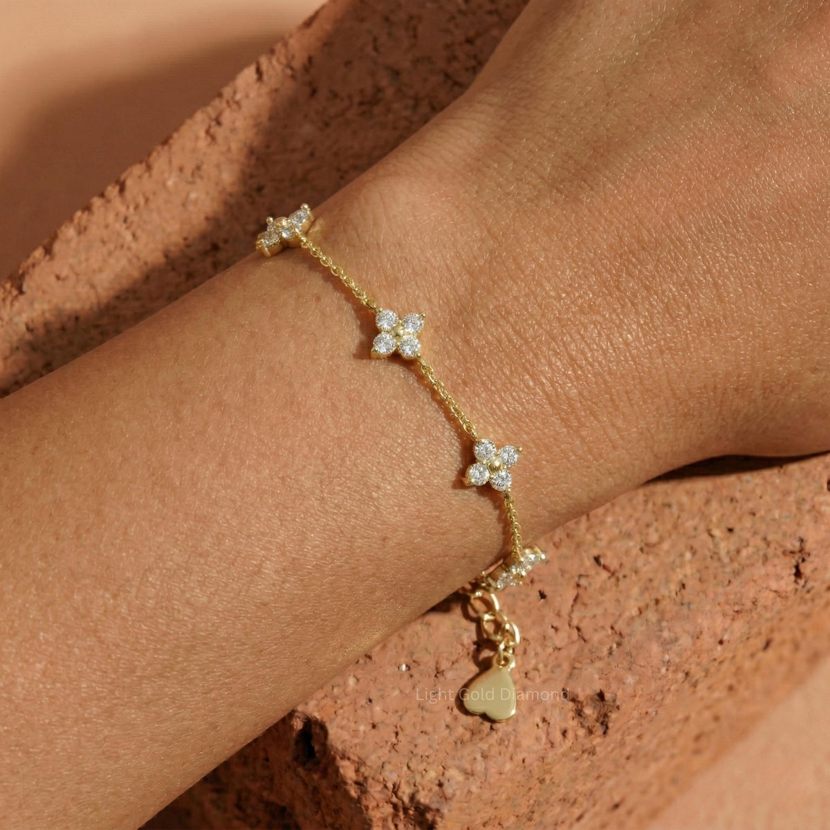 Lab Grown Diamond leaf Clover Bracelet