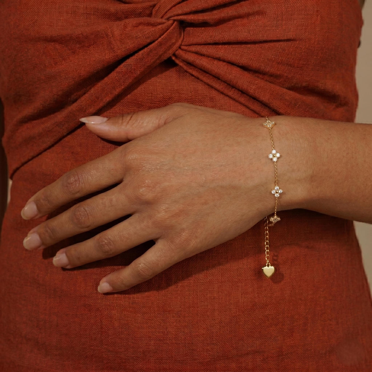 Lab Grown Diamond leaf Clover Bracelet