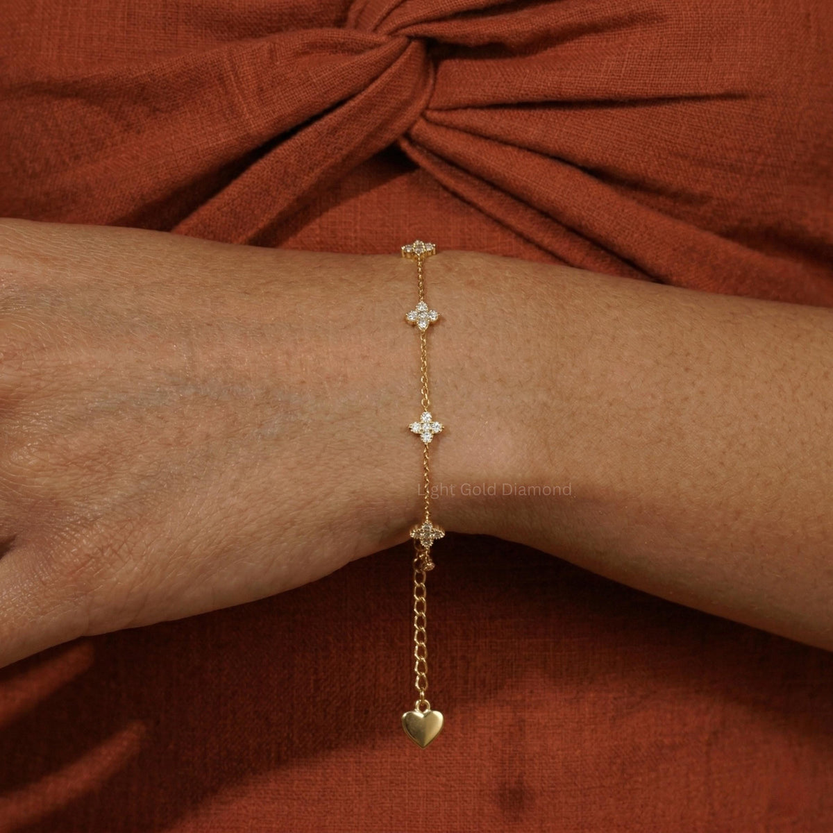 Lab Grown Diamond leaf Clover Bracelet