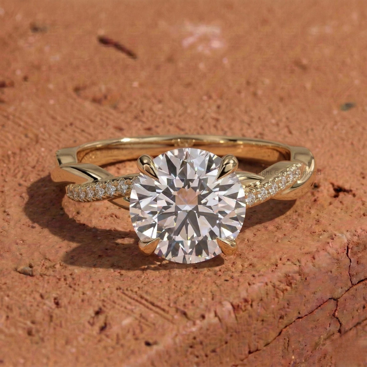 Lab Grown Round Diamond Engagement Ring with Twisted Band