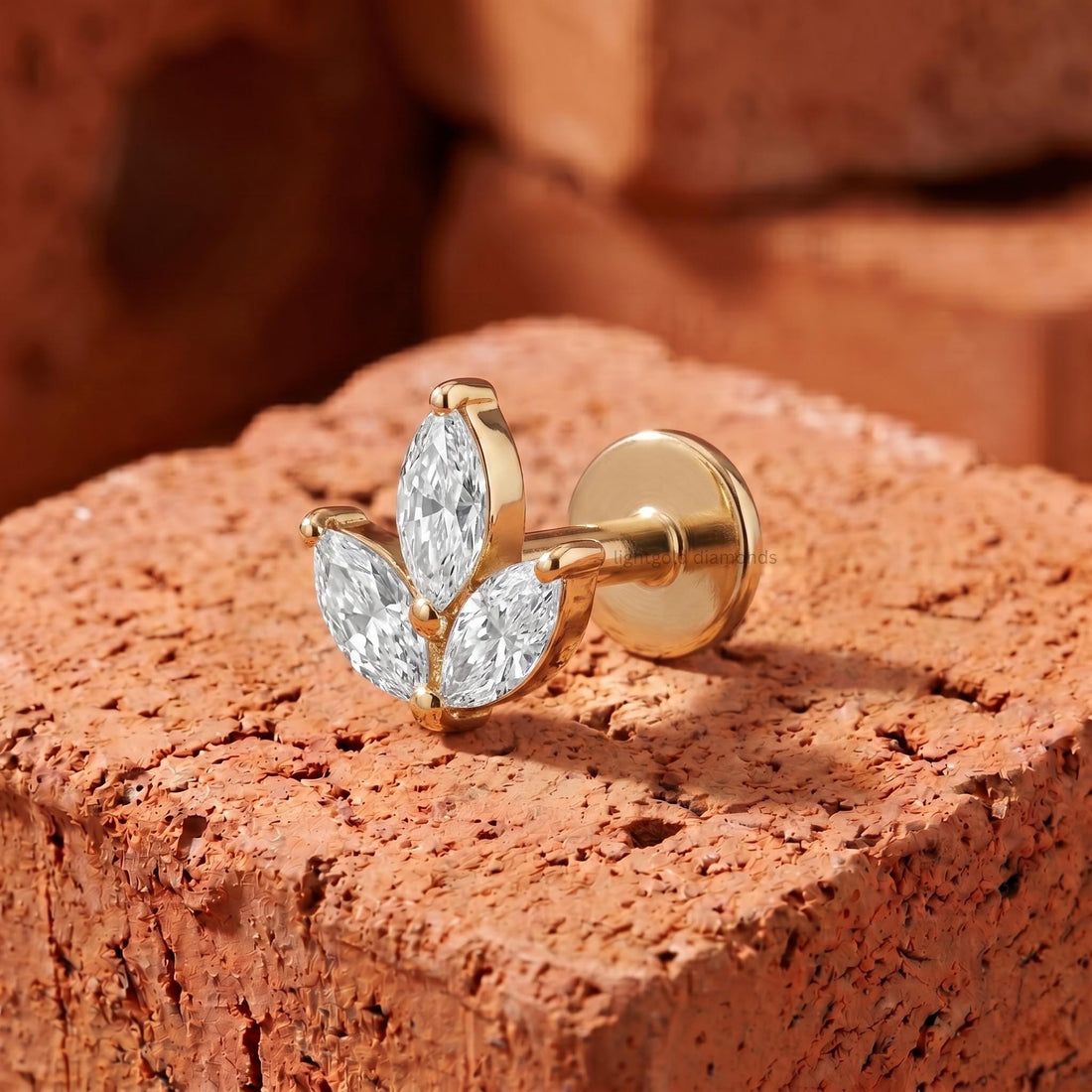 Lotus Marquise Diamond Cartilage Studs
