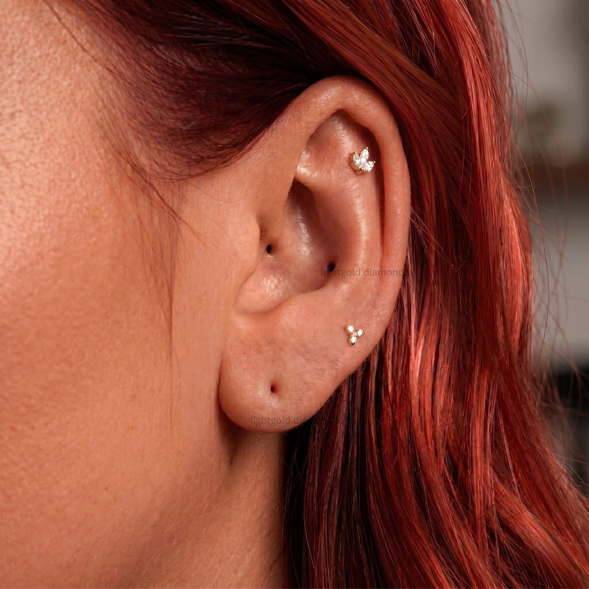 Lotus Marquise Diamond Cartilage Studs