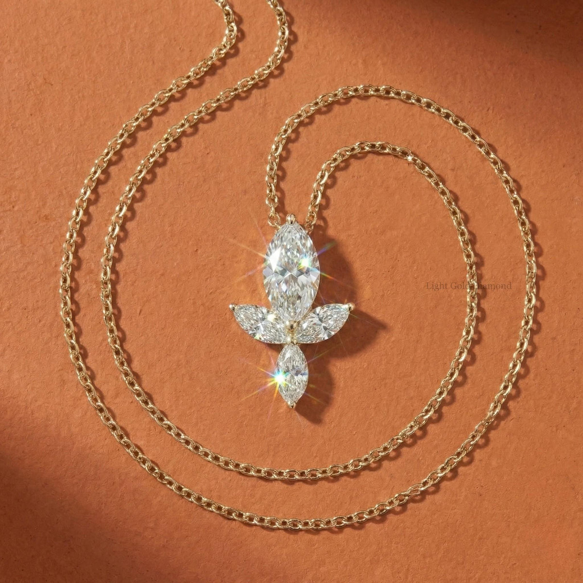 Marquise Diamond Floral Pendant Necklace