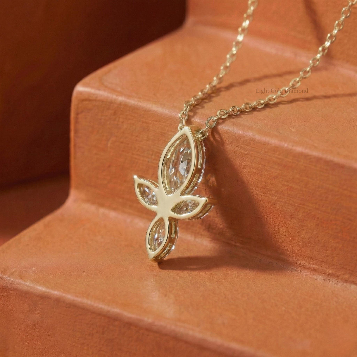Marquise Diamond Floral Pendant Necklace