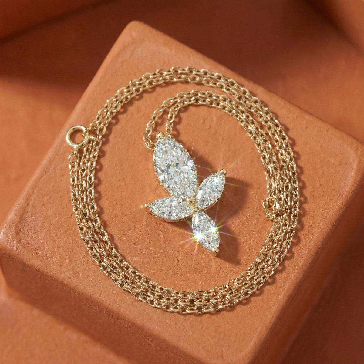 Marquise Diamond Floral Pendant Necklace