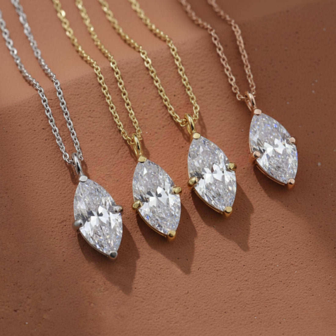 Marquise Diamond Solitaire Pendant Necklace