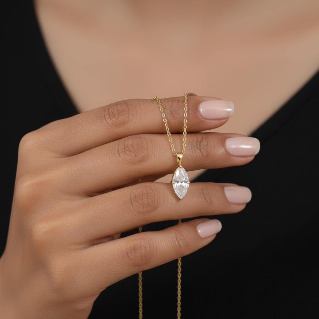 Marquise Diamond Solitaire Pendant Necklace