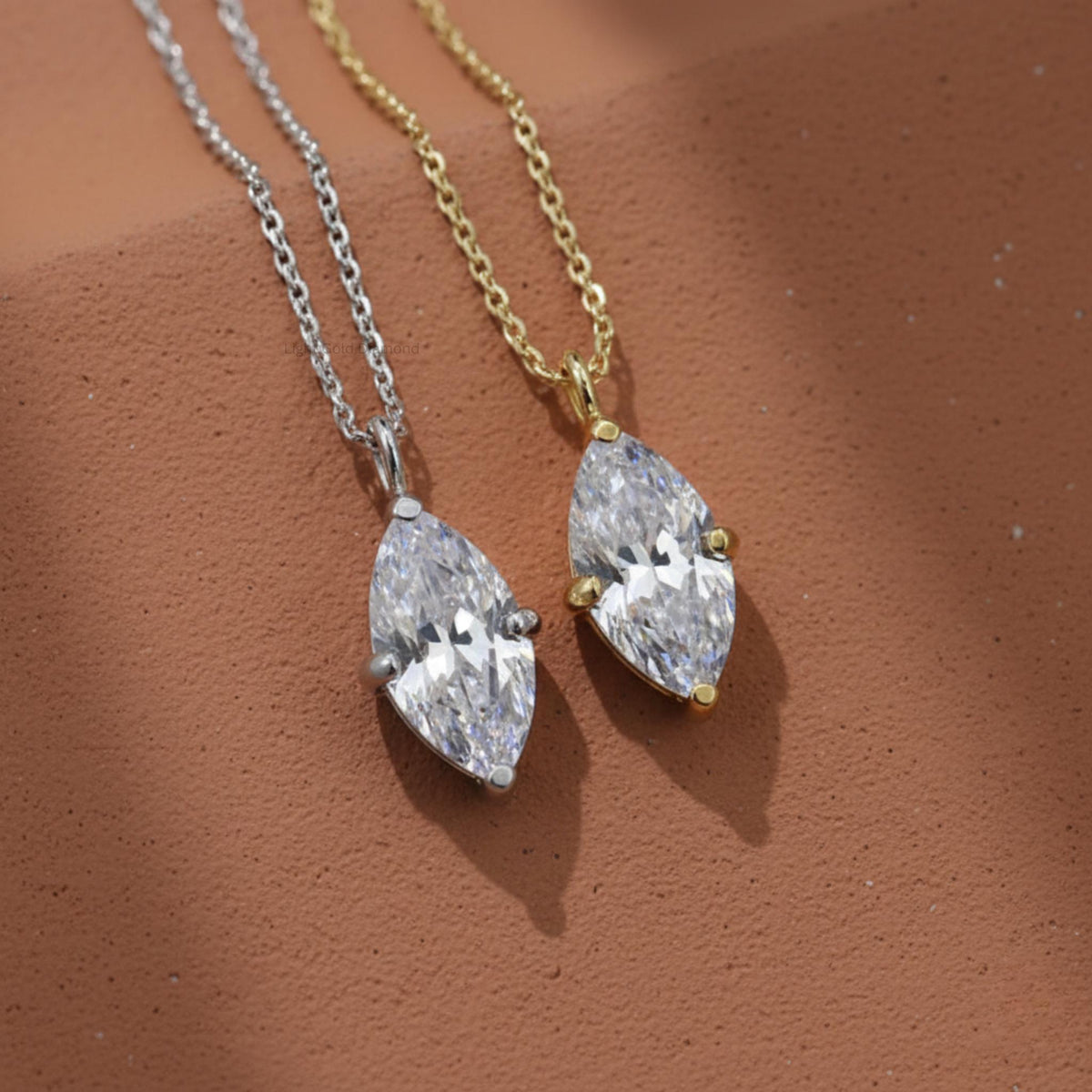 Marquise Diamond Solitaire Pendant Necklace 