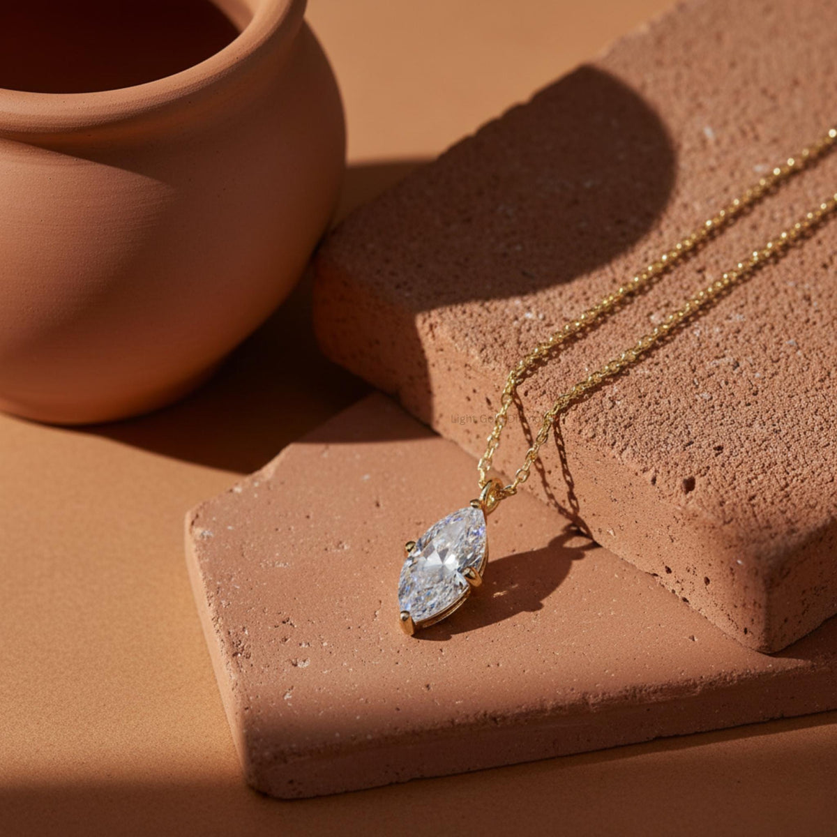 Marquise Diamond Solitaire Pendant Necklace 