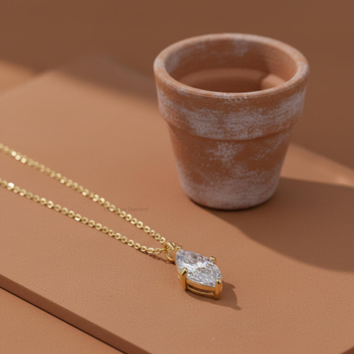 Marquise Diamond Solitaire Pendant Necklace 