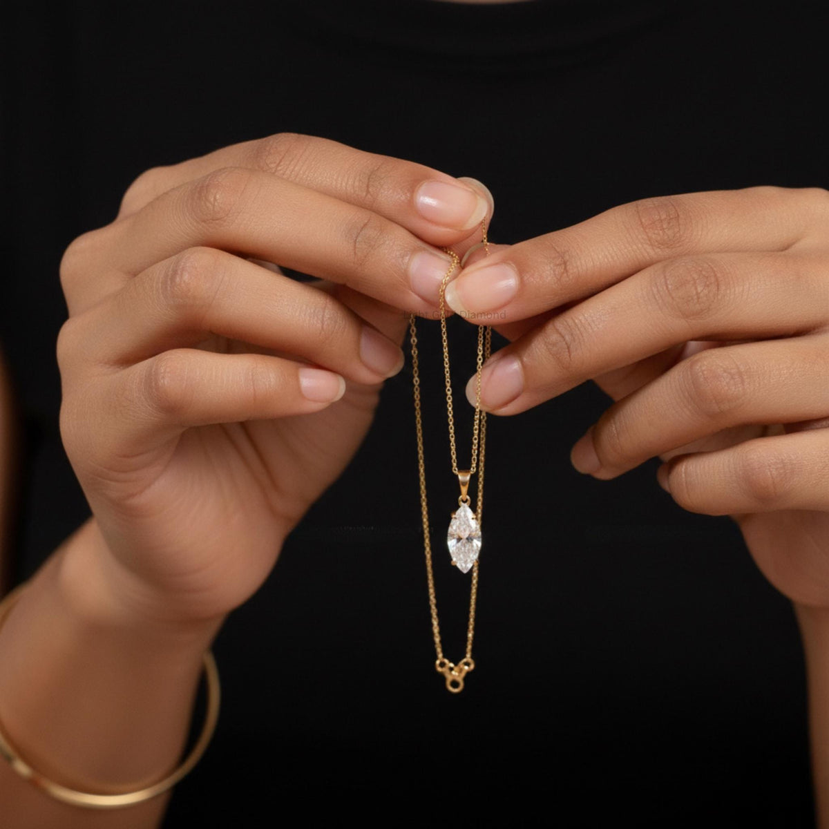 Marquise Diamond Solitaire Pendant Necklace 