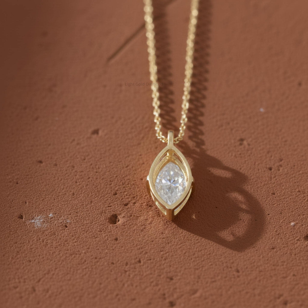 Marquise Diamond Solitaire Pendant Necklace 