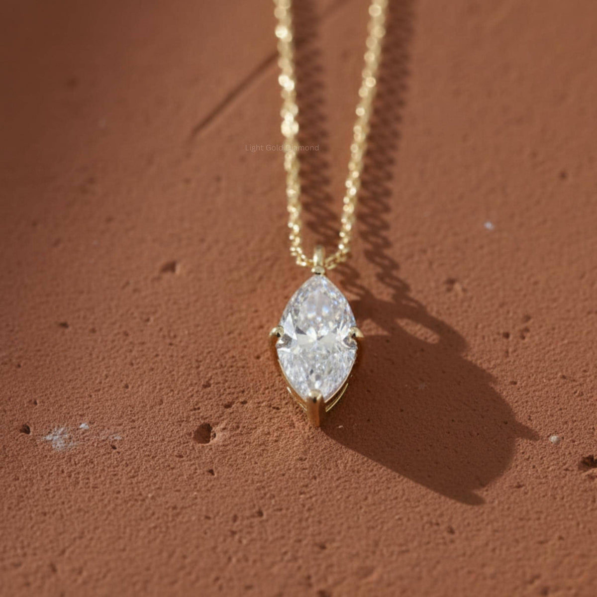 Marquise Diamond Solitaire Pendant Necklace 