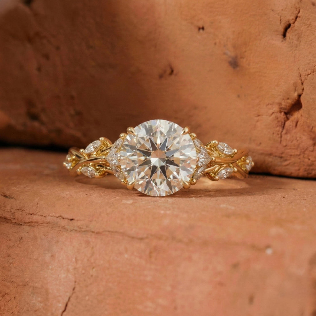 Nature Inspired Round Lab-Grown Diamond Engagement Ring