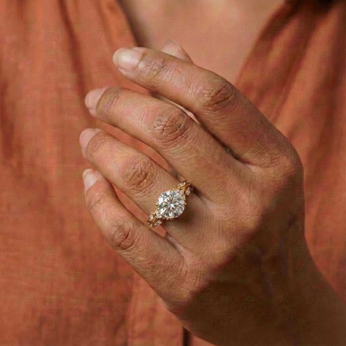 Nature Inspired Round Lab-Grown Diamond Engagement Ring
