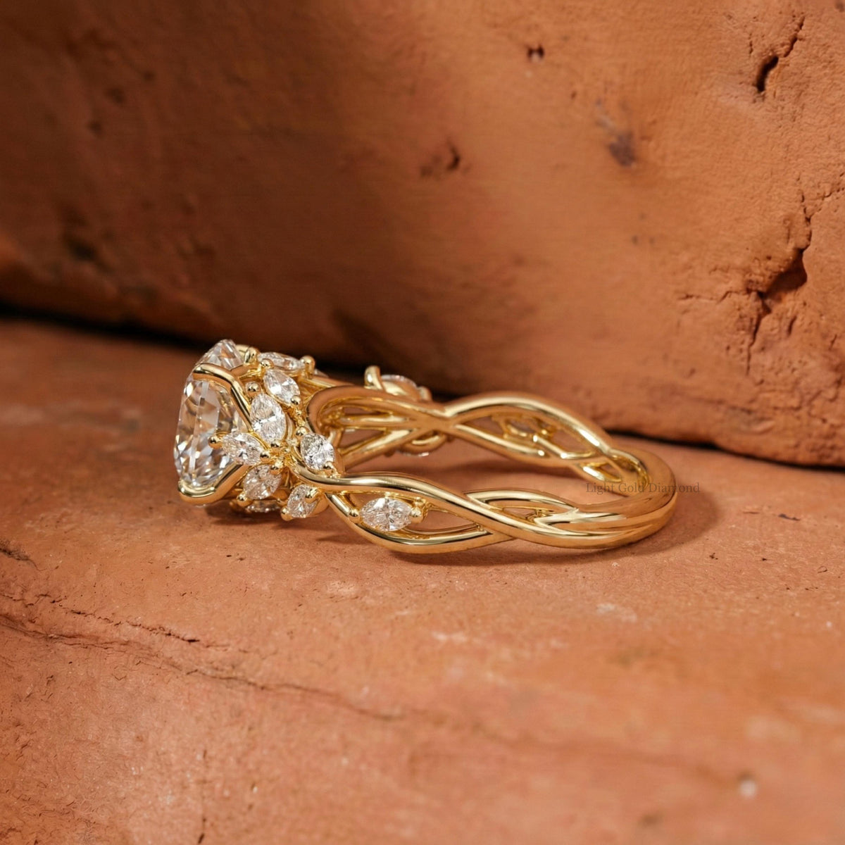Nature Inspired Round Lab-Grown Diamond Engagement Ring