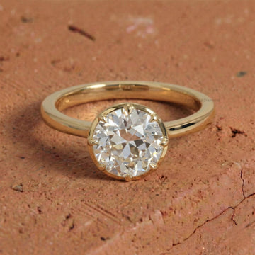 Old European Round Cut Lab Grown Diamond Solitaire Ring