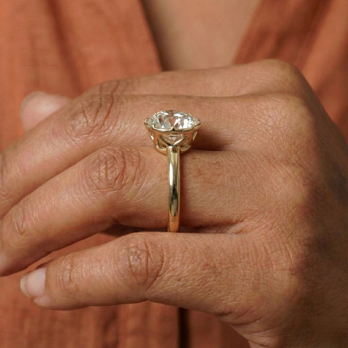 Old European Round Cut Lab Grown Diamond Solitaire Ring