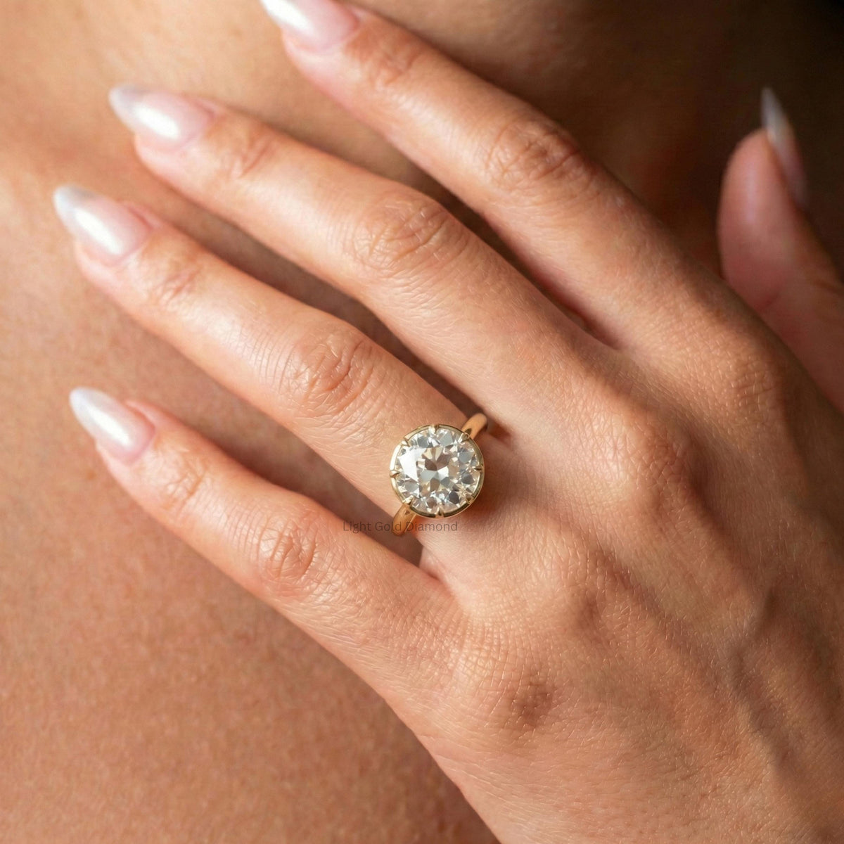Old European Round Cut Lab Grown Diamond Solitaire Ring
