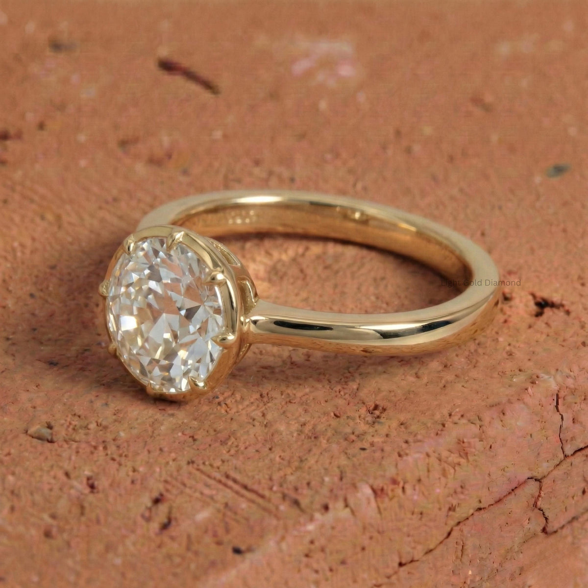 Old European Round Cut Lab Grown Diamond Solitaire Engagement Ring