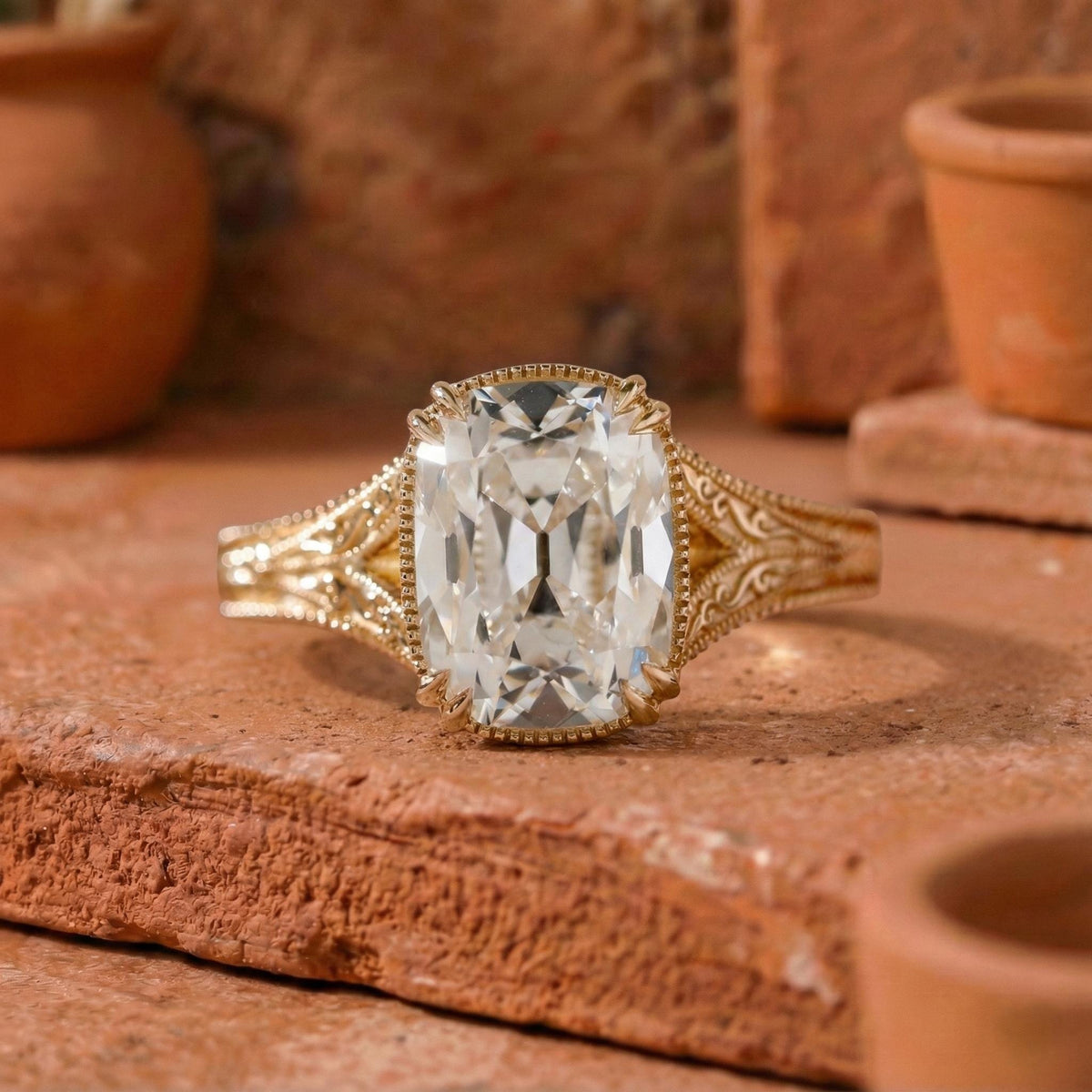 Old Mine Cushion Antique Engagement Ring