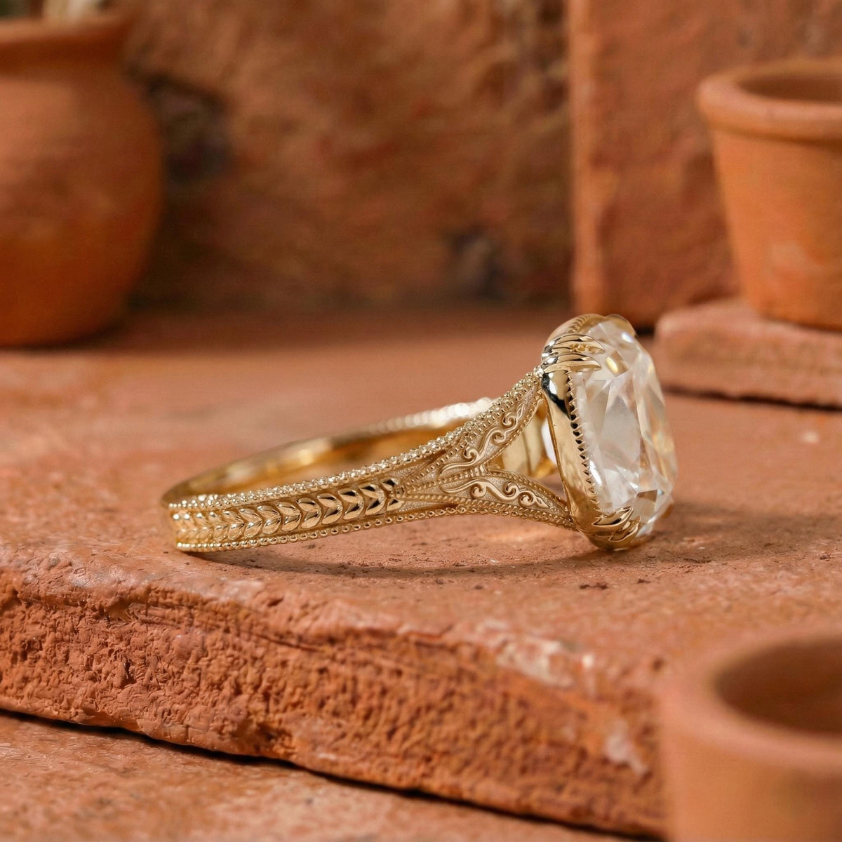 Old Mine Cushion Antique Engagement Ring