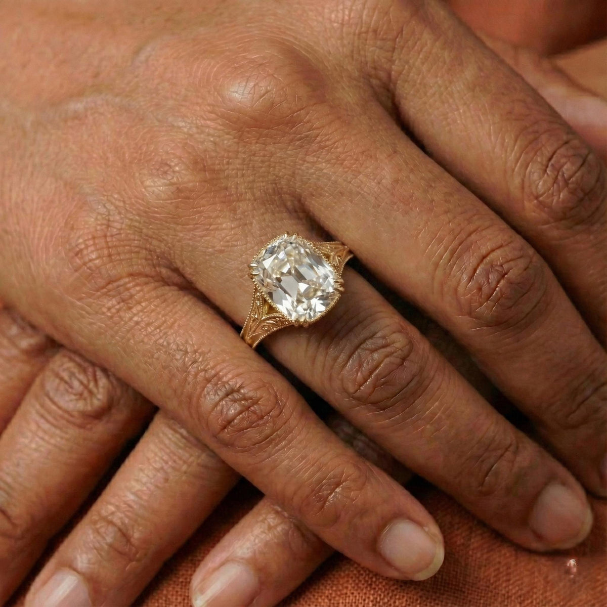 Old Mine Cushion Antique Engagement Ring