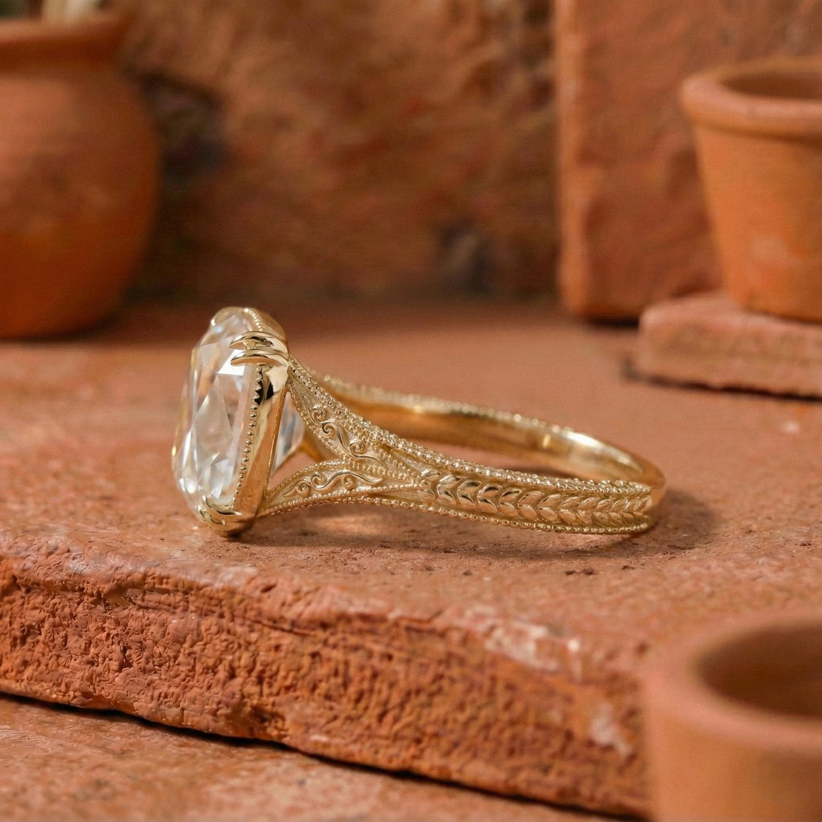 Old Mine Cushion Antique Engagement Ring