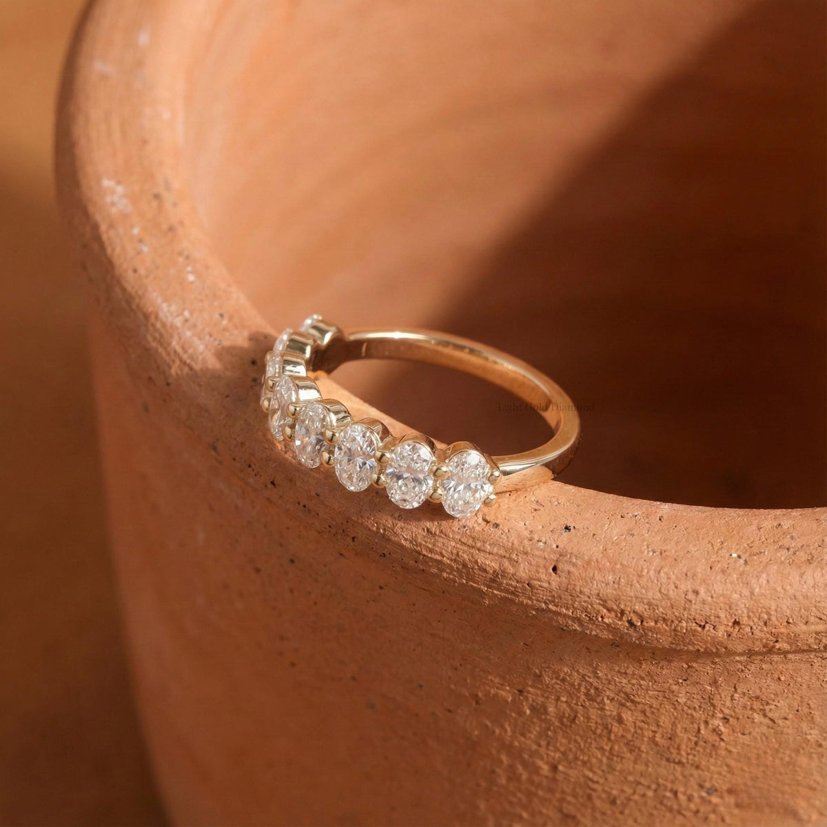 Oval Cut Diamond Wedding Band