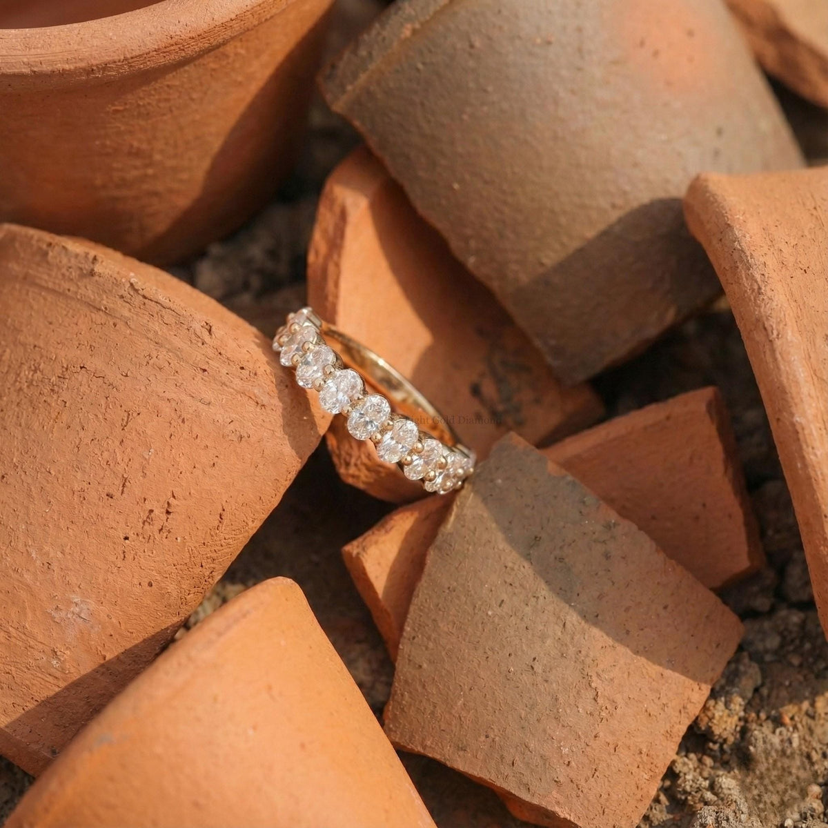 Oval Cut Diamond Wedding Band